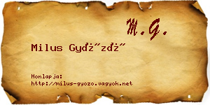 Milus Győző névjegykártya